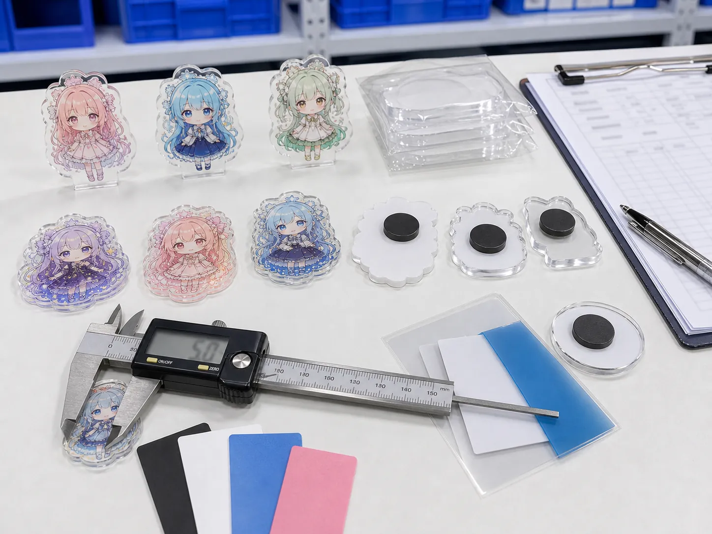 Acrylic magnet material and magnetic backing options for bulk orders