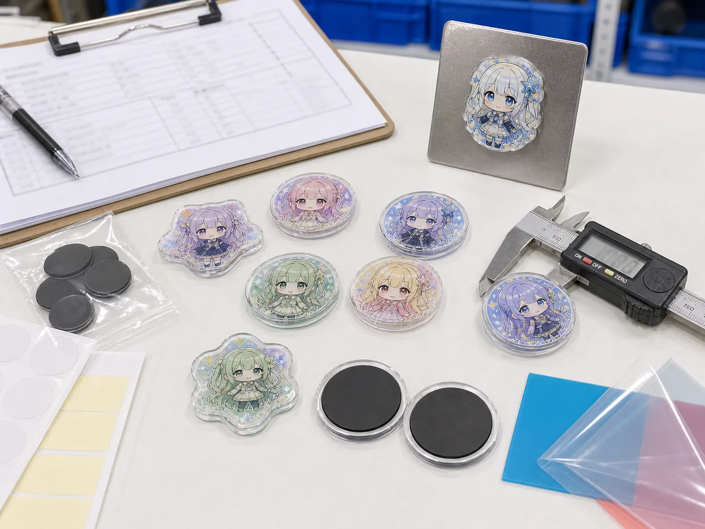 Sample approval and print quality check for custom acrylic magnets