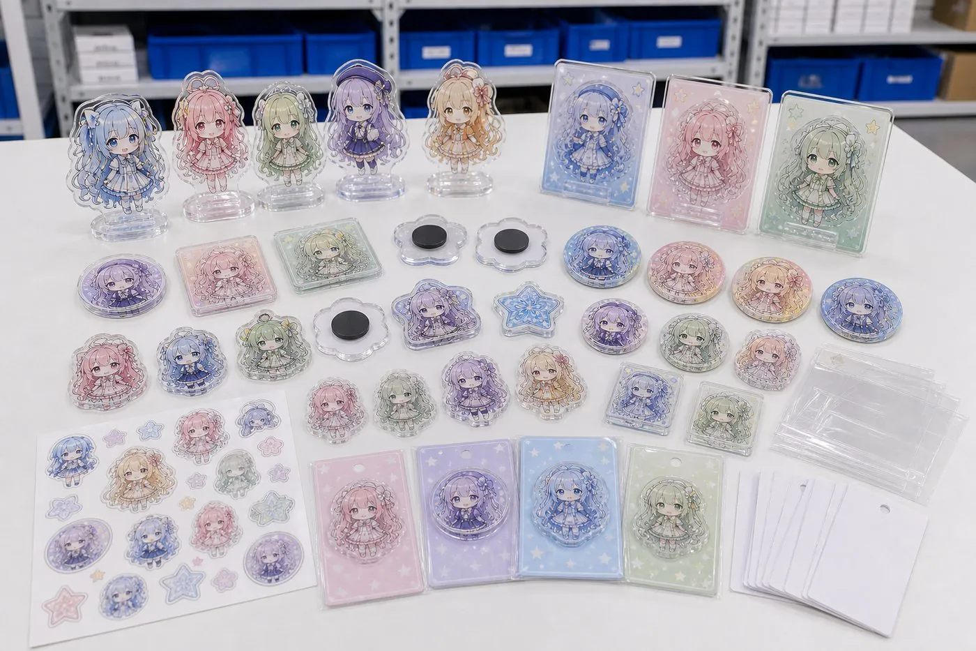 Acrylic magnets and related character merchandise for product planning