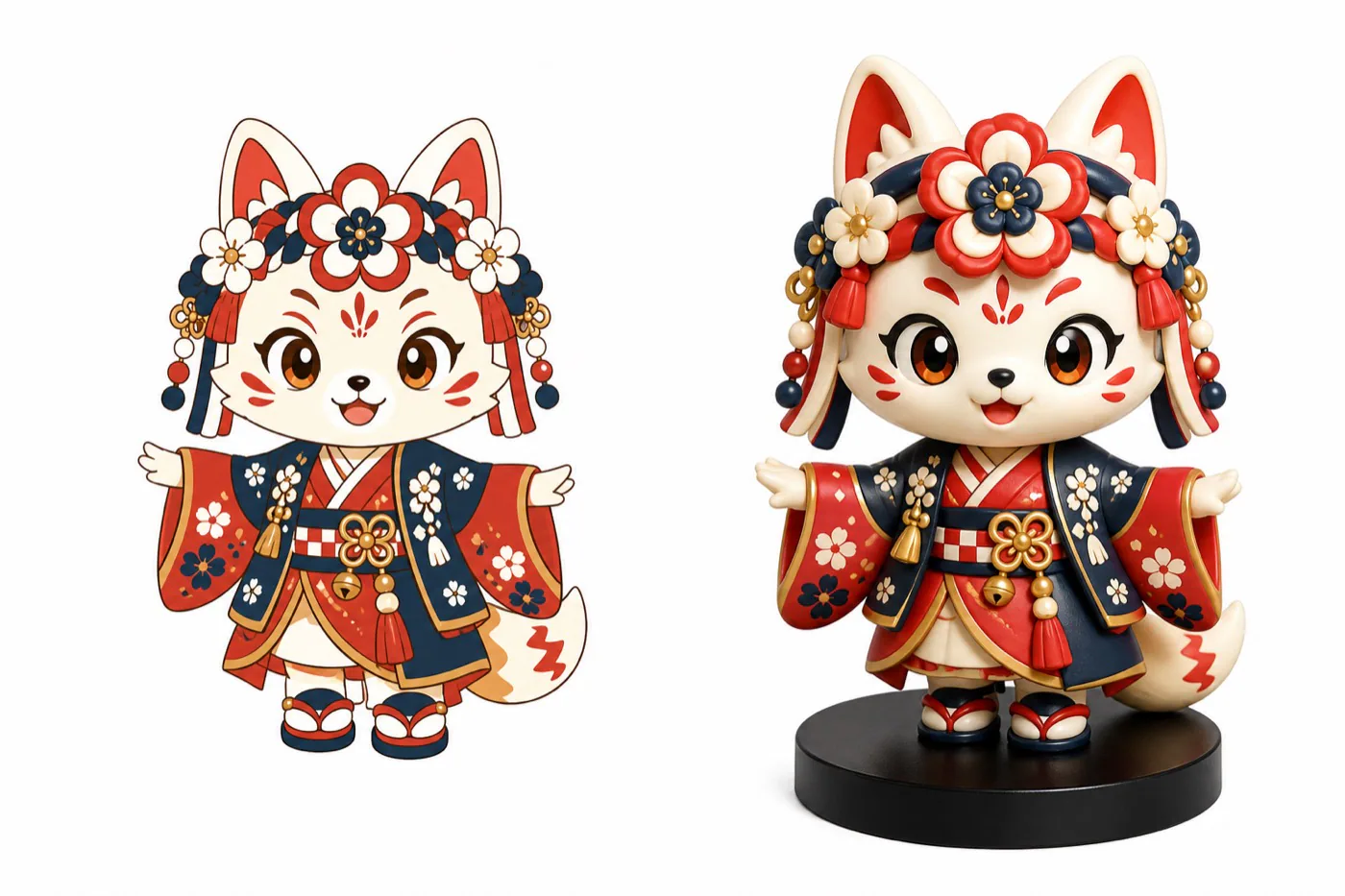 Character artwork and finished PVC sofubi sample reviewed for custom figure manufacturing