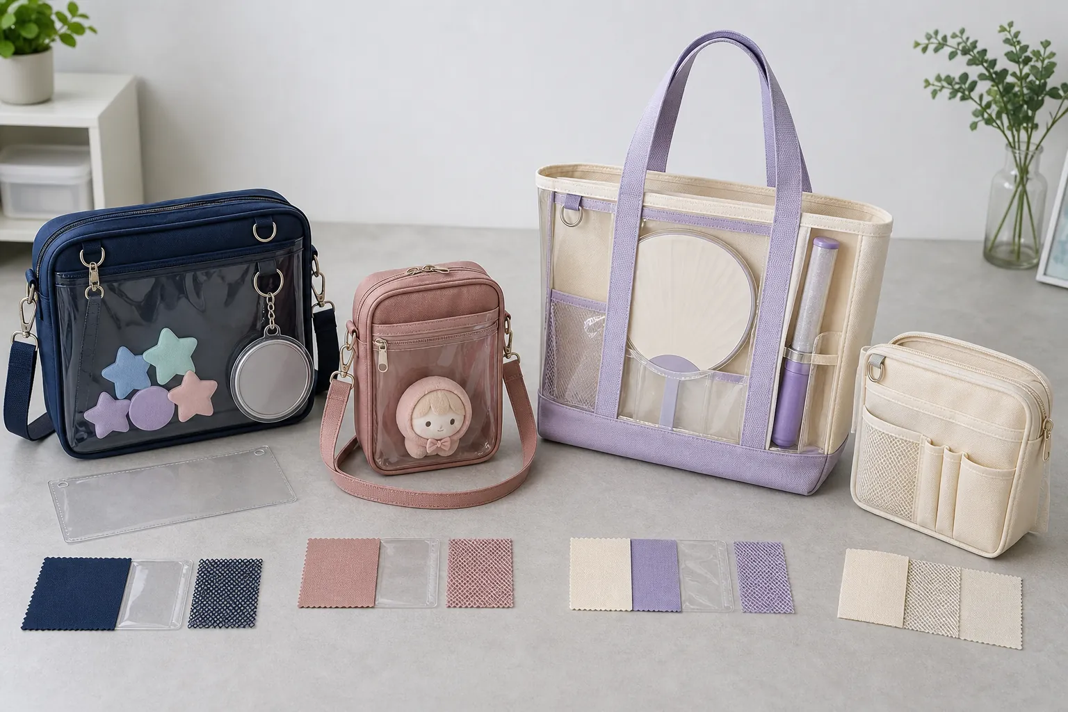 Pin-display ita bag, plush carrier, event tote and organizer options for fan merchandise