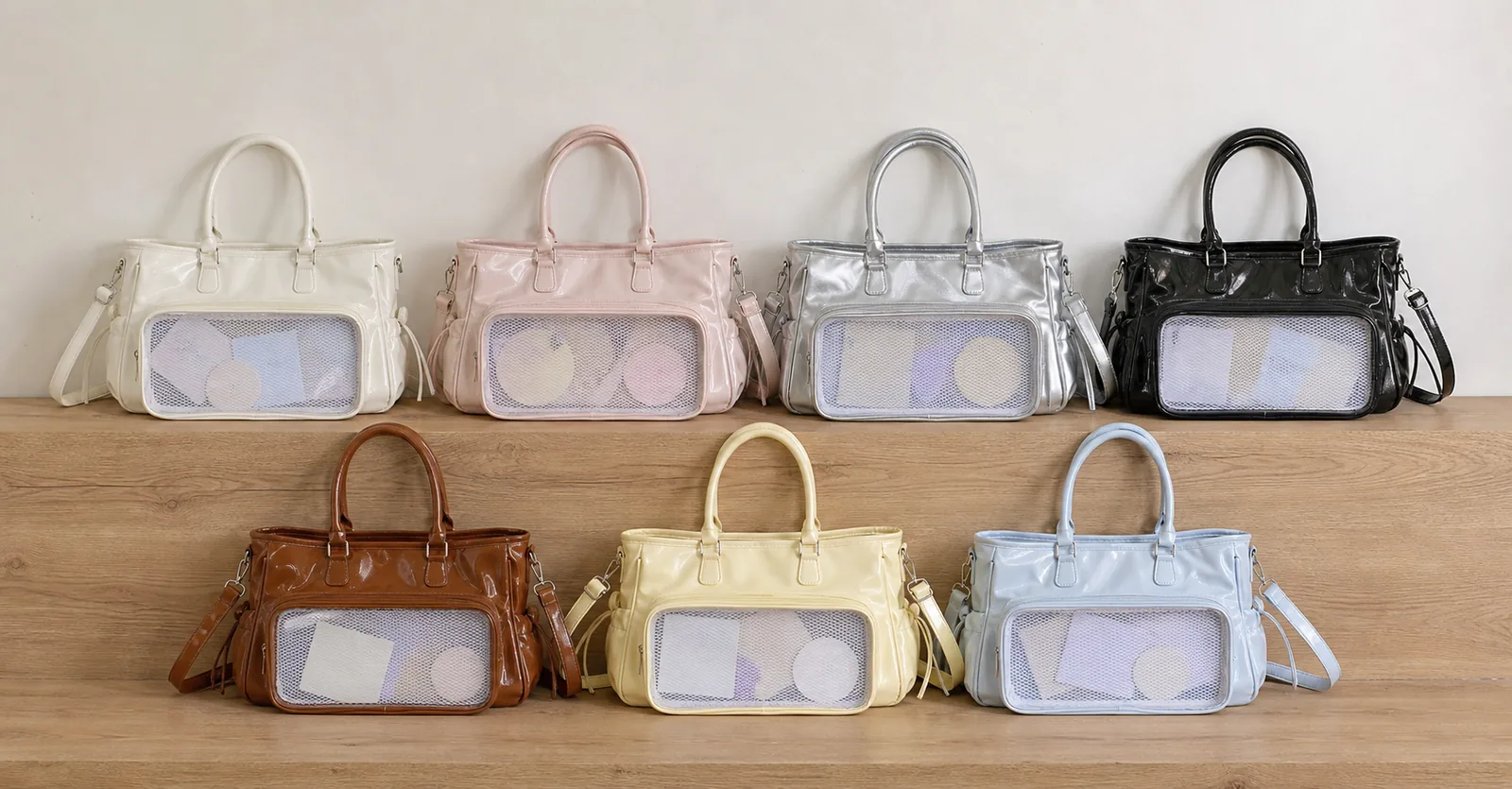 Custom ita bag seven-color SKU lineup seven color SKU lineup of custom clear-window ita bags