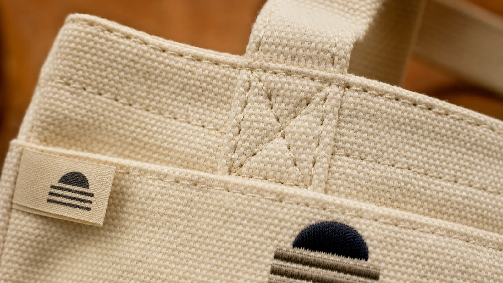 Mini tote logo printing embroidery woven label and handle reinforcement check