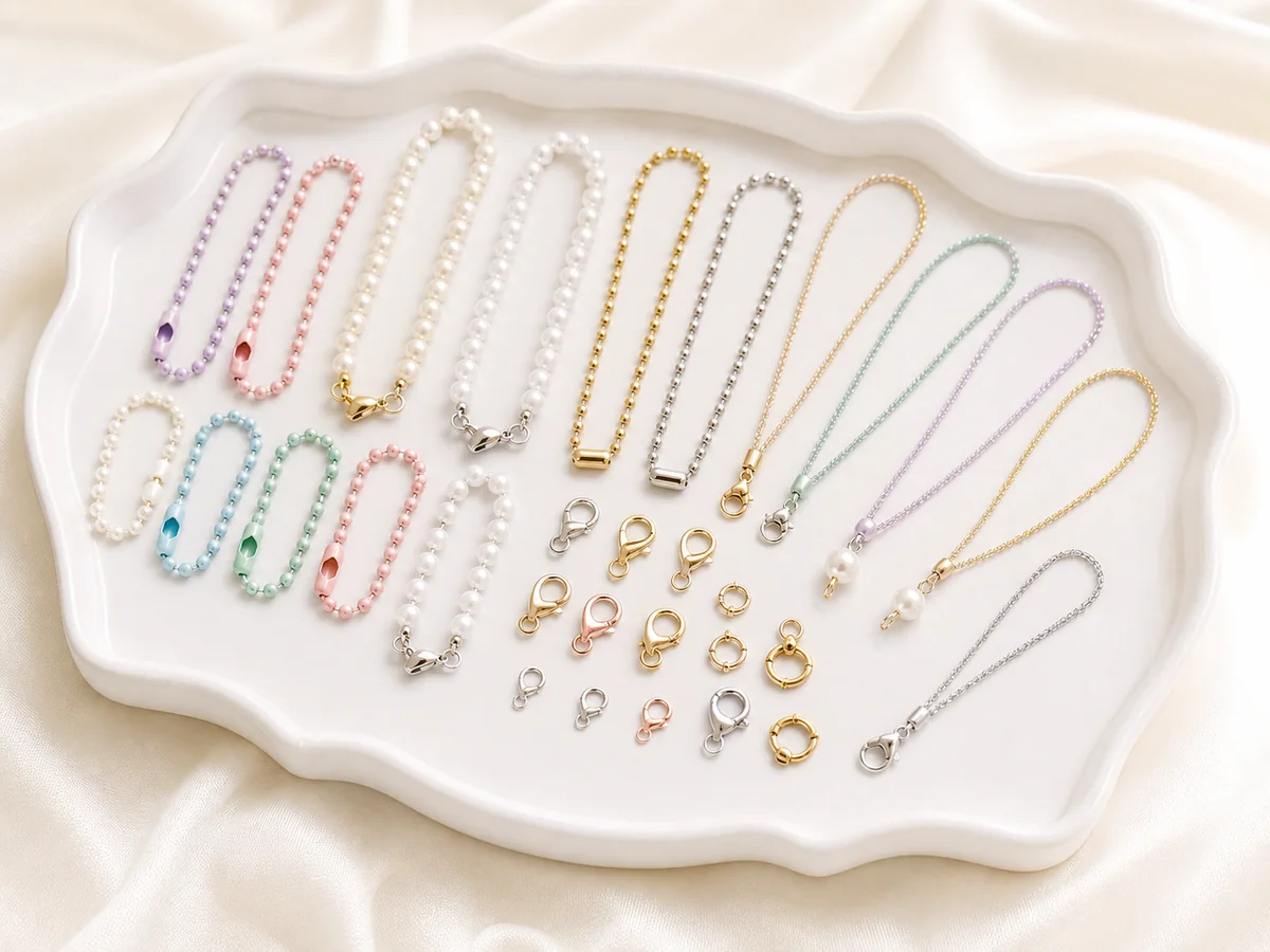 Accessory-style mascot specification using bead chains and necklace-style parts