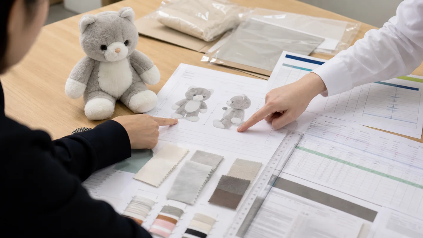 custom plush prototype drawings swatches packaging quantity and schedule reviewed for quotation