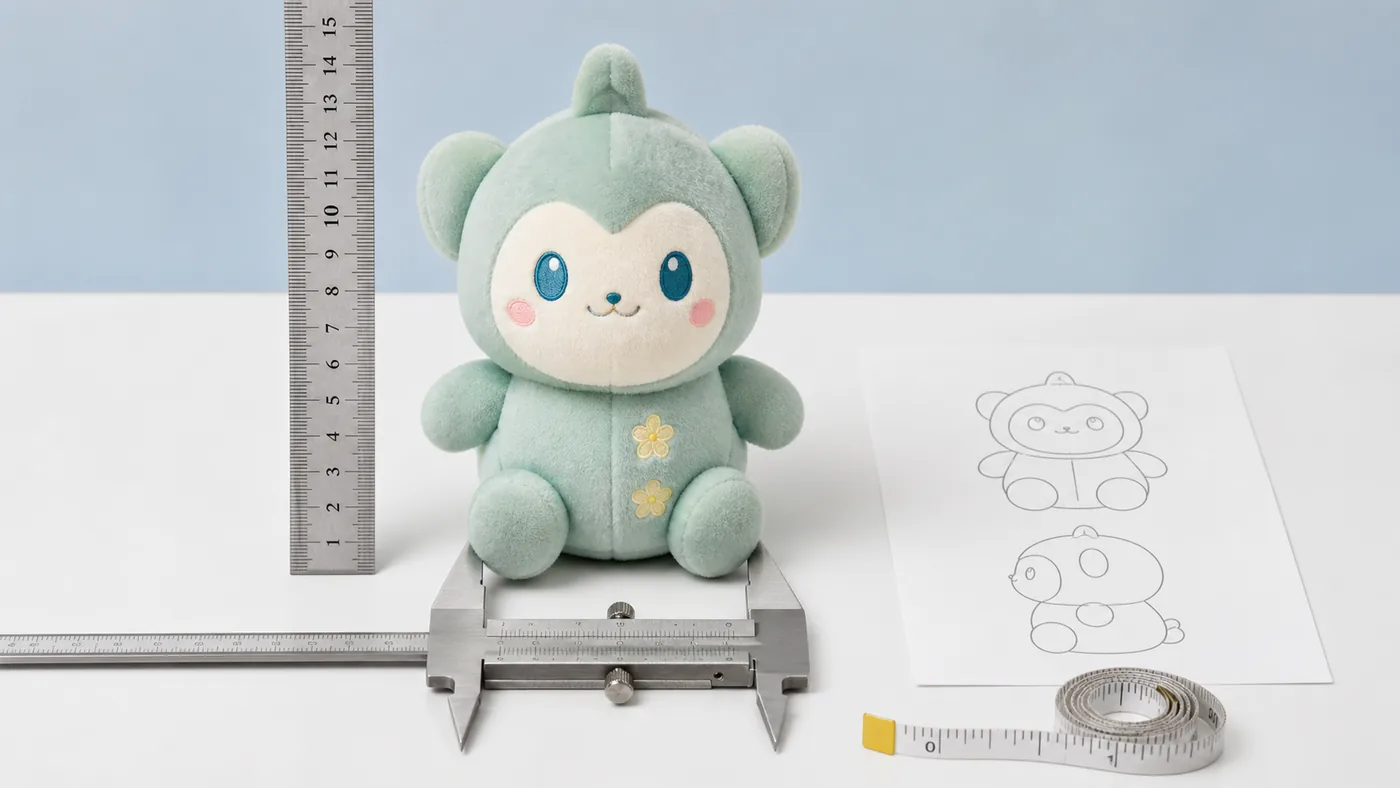 finished height width and depth measurements for a custom plush quote