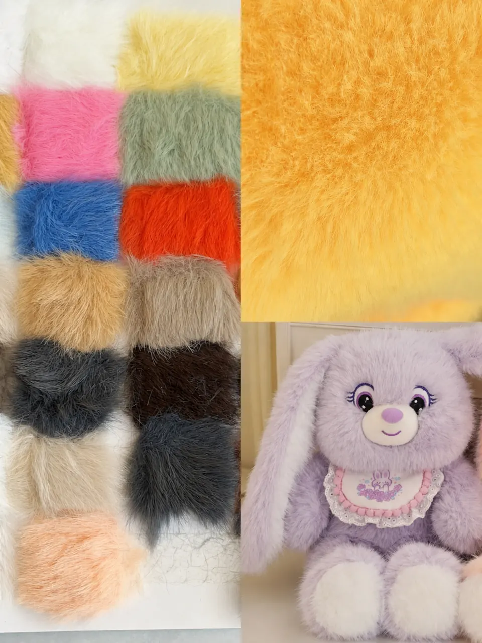 Small mink style long faux fur swatches and plush sample for custom plush OEM
