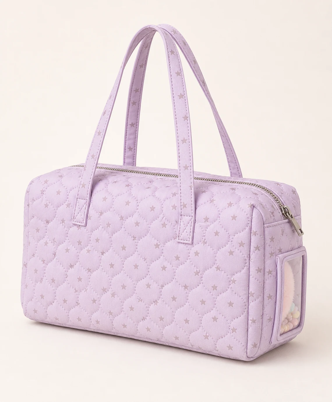 back panel side gusset handle anchors and top zipper of a custom quilted ita bag