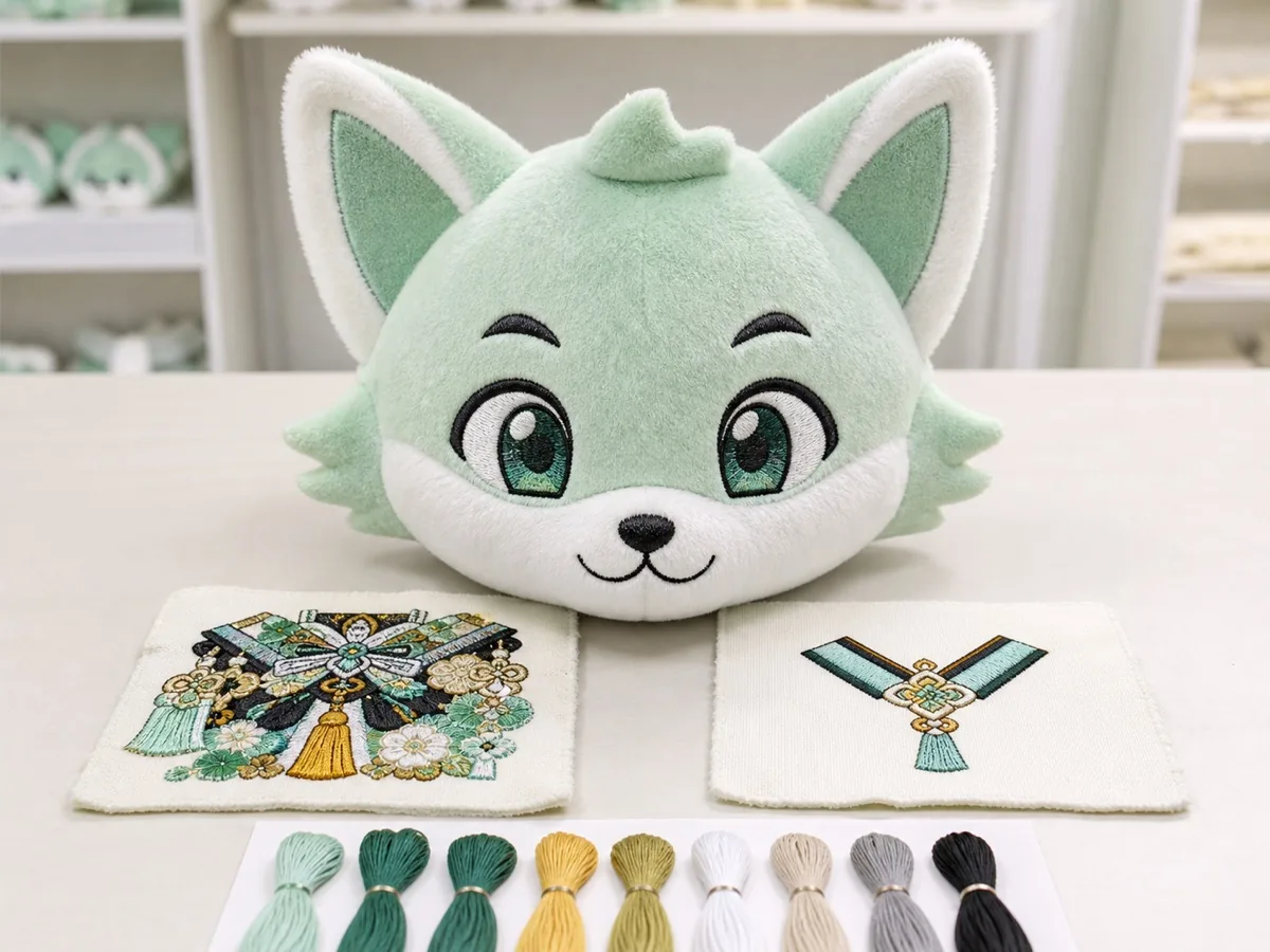 plush expression embroidery kept accurate while costume stitch details are simplified plush expression embroidery kept accurate while costume stitch details are simplified