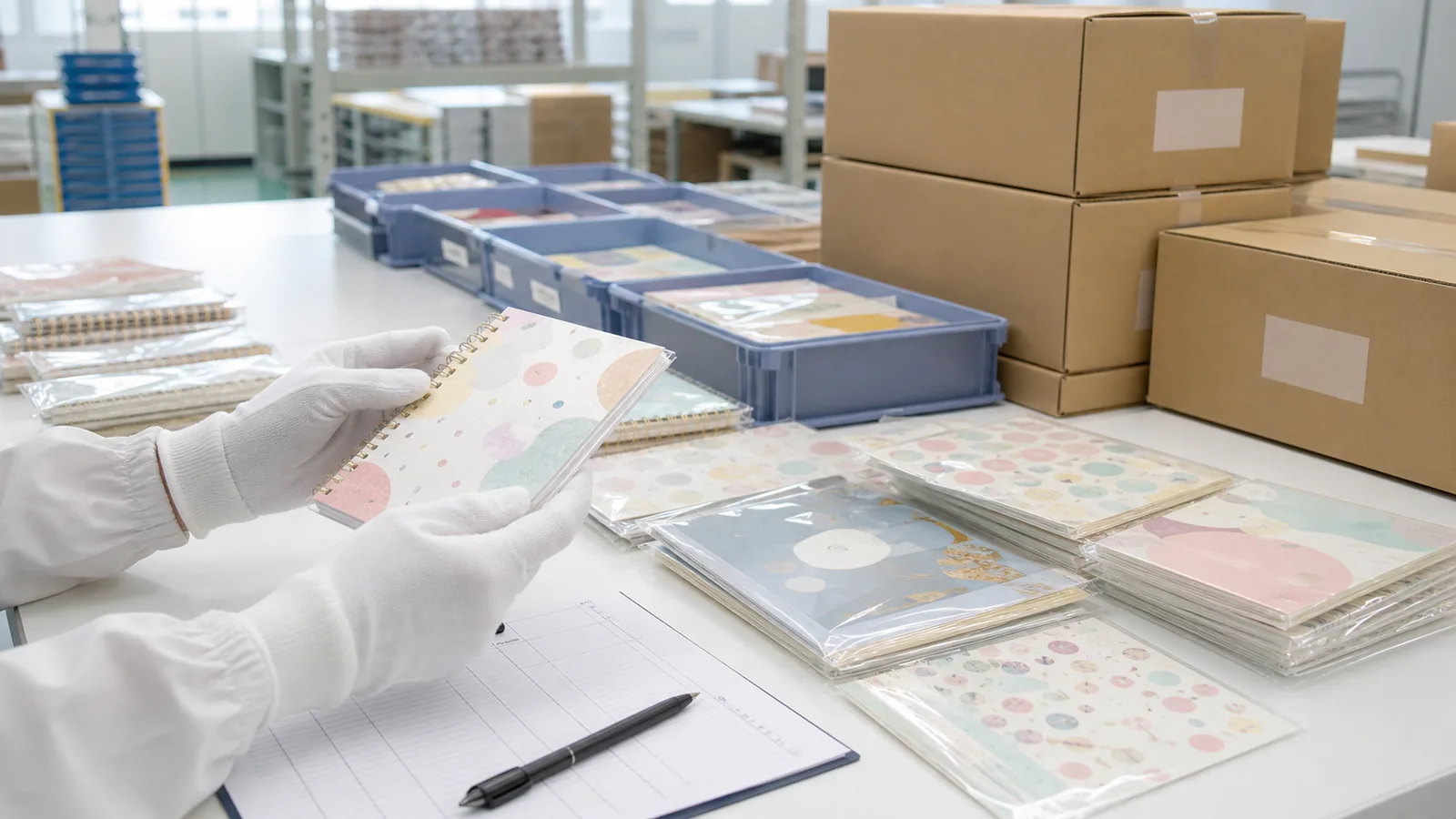 Inspection and Japan-ready delivery checks for stationery OEM