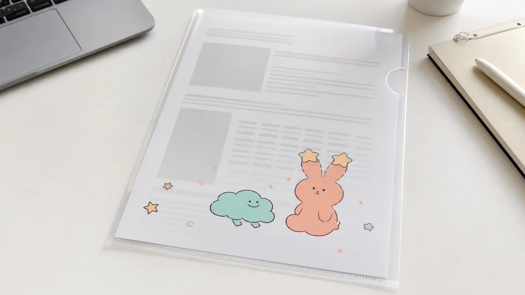 Clear file OEM with inserted documents real-use scene