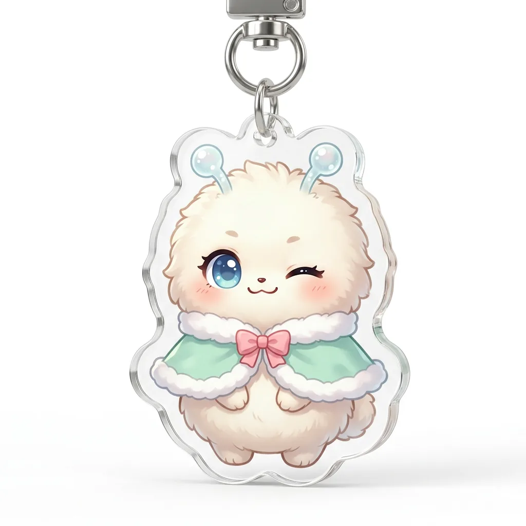 Epoxy acrylic keychain clear dome and edge coverage sample