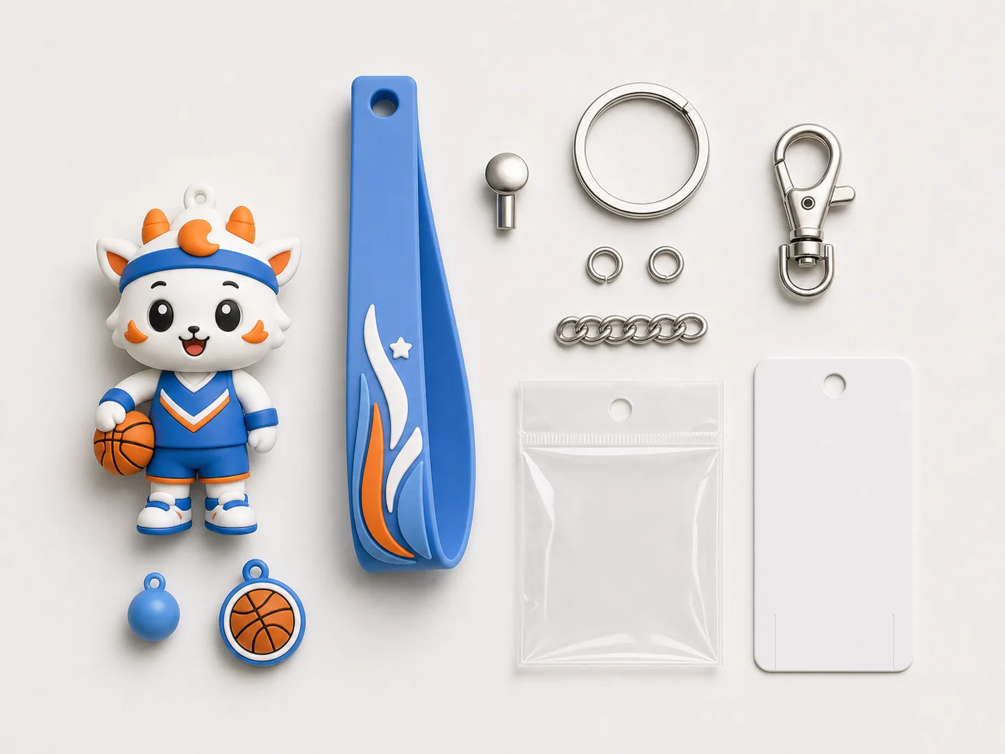 PVC sofubi keyring shape, hardware, and packaging parts review