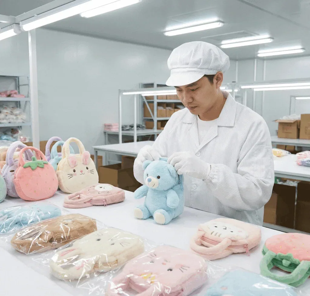 Quality inspection checkpoint for licensed merchandise mass production