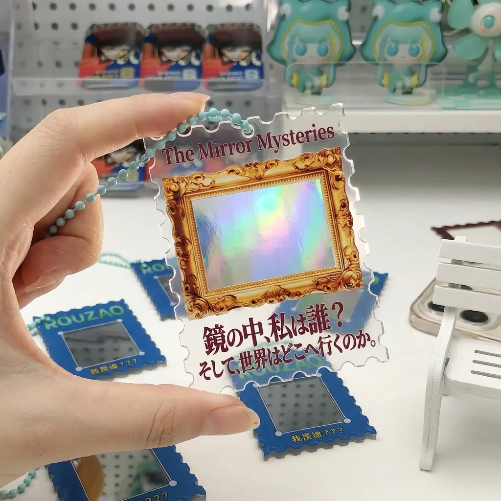 Light-through acrylic charms for event merchandise display