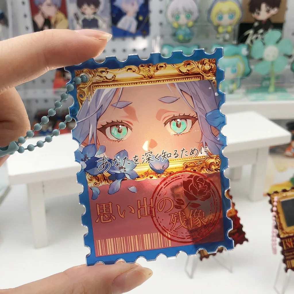 Retail display sample for light-through acrylic charm production