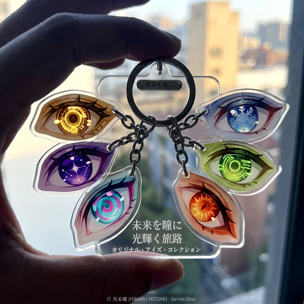 Multiple SKU light-through acrylic charm series samples