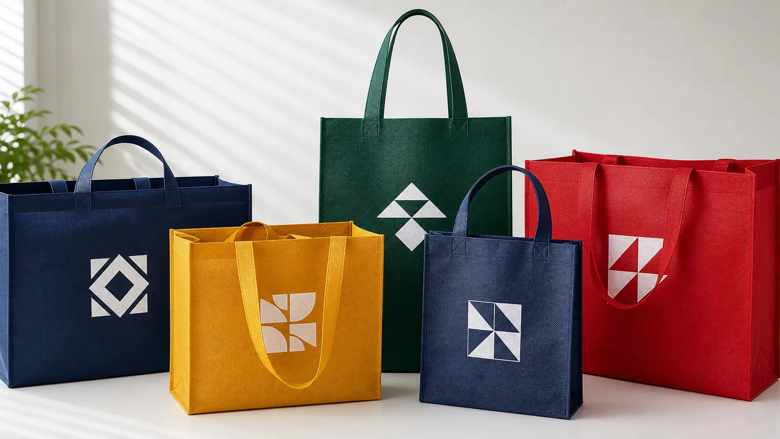 Colorful custom non-woven bags for trade show document bags and retail shoppers