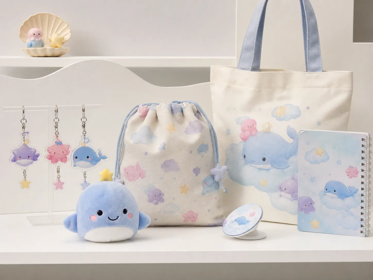 ぬいぐるみ・アクリルチャーム・ポーチ・トートバッグのオリジナルキャラクターグッズOEM商品例