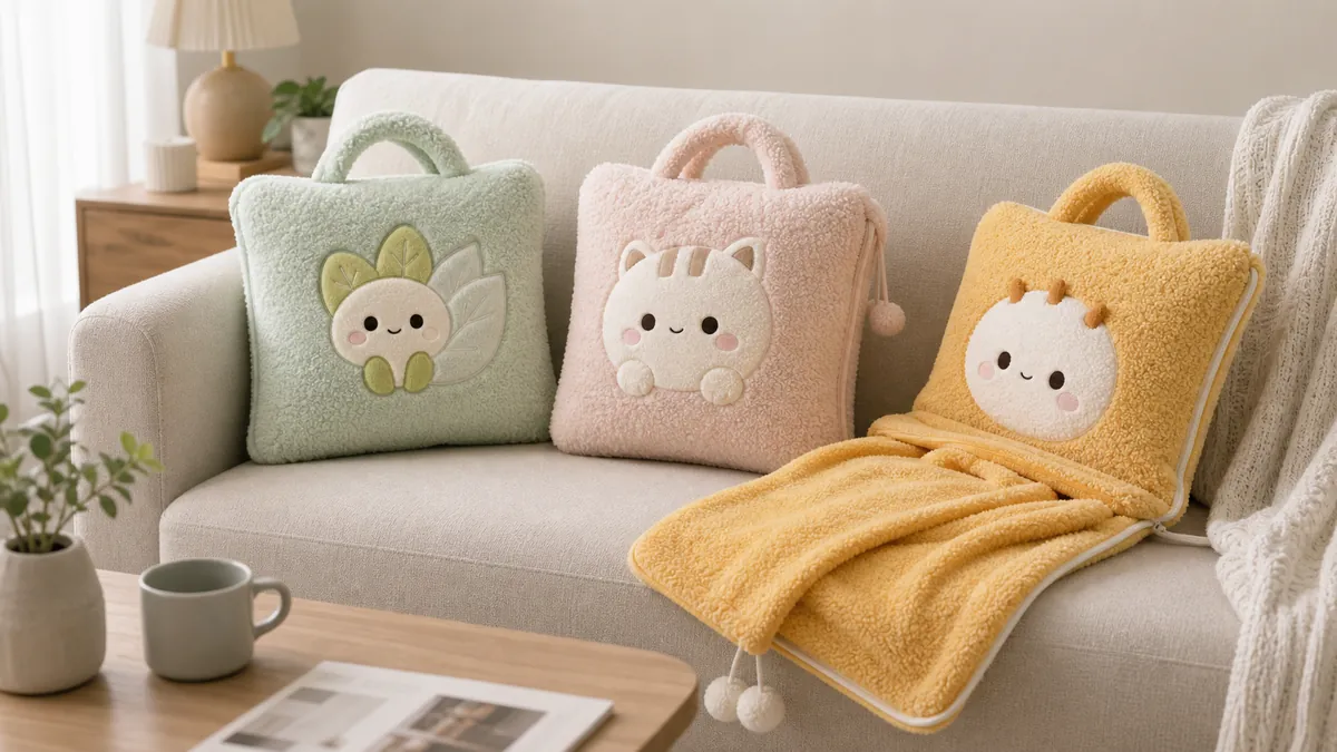 抱き枕ブランケット一体型ぬいぐるみクッションのOEMサンプル