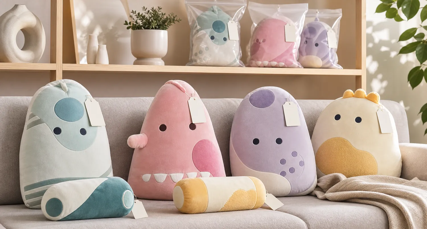 イベント物販やノベルティ向け多色SKUのぬいぐるみクッション展開