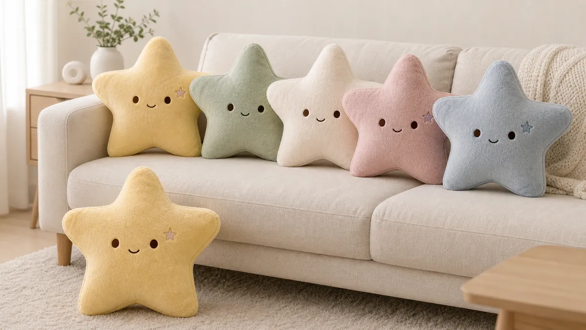 多色展開できる星形ぬいぐるみクッションのOEMサンプル