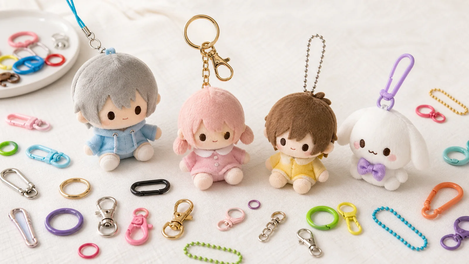 ぬいぐるみ用金具・アタッチメント比較 ぬいぐるみ金具とアタッチメントの選び方 ボールチェーン ナスカン キーリング比較