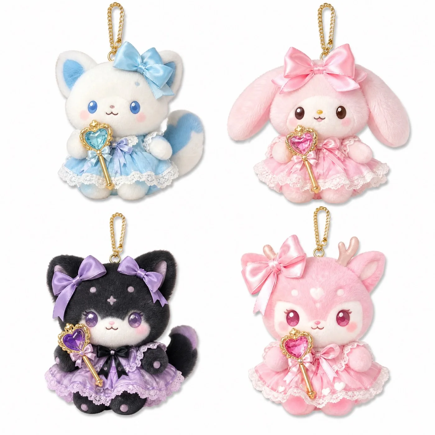 multi SKU plush keychain hardware and packaging check