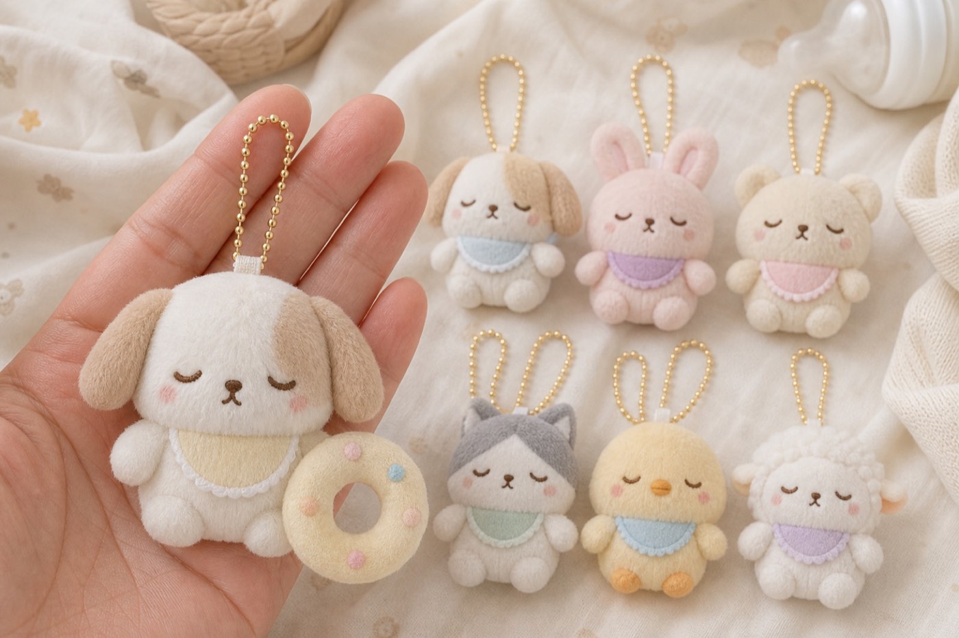 Palm-size sample plush keychain sample