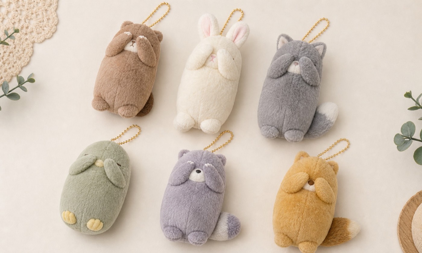 Long sleeping style plush keychain sample