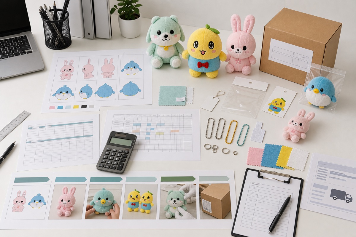 Custom plush MOQ quotation preparation with designs quantities fabrics and packaging