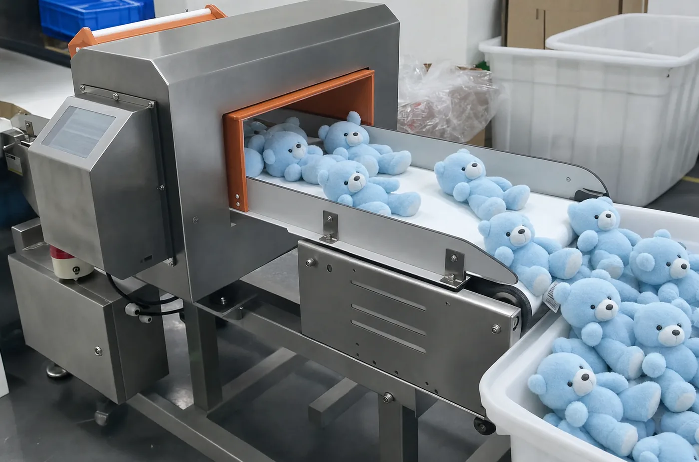 custom plush factory needle detection station with finished-goods lot records