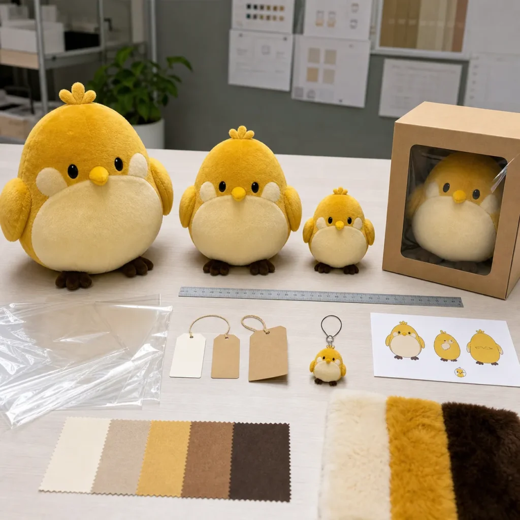 サイズ・生地・包装で変わるオリジナルぬいぐるみOEM費用とMOQの比較イメージ