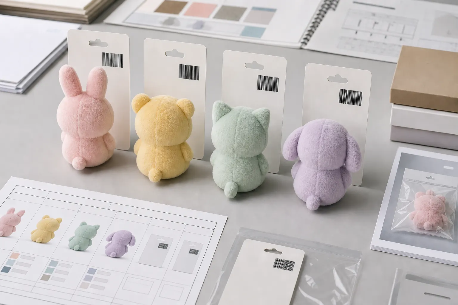 ぬいぐるみOEMのJANコードとSKU計画 ぬいぐるみOEMでJANコードとSKUを包装前に整理する商品化チーム