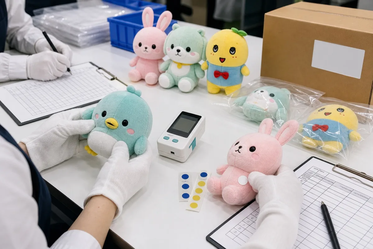 ぬいぐるみ小ロット量産の外観検査 包装確認 QC記録
