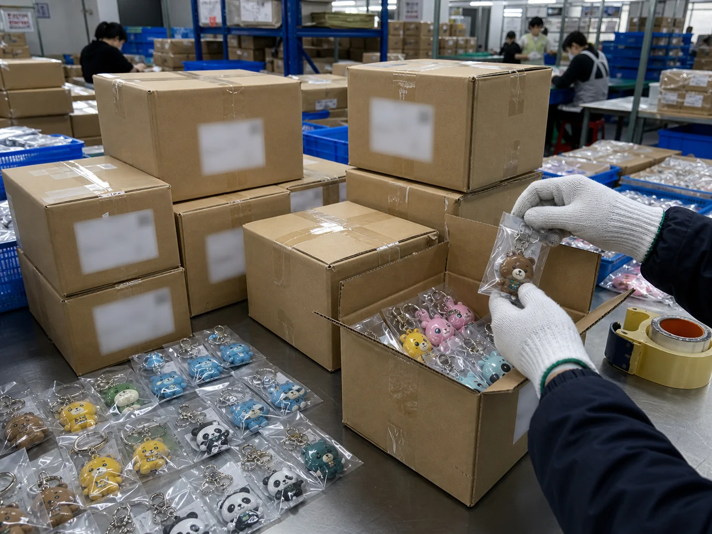日本向け出荷用に整理されたPVCデスクトップフィギュアのカートン