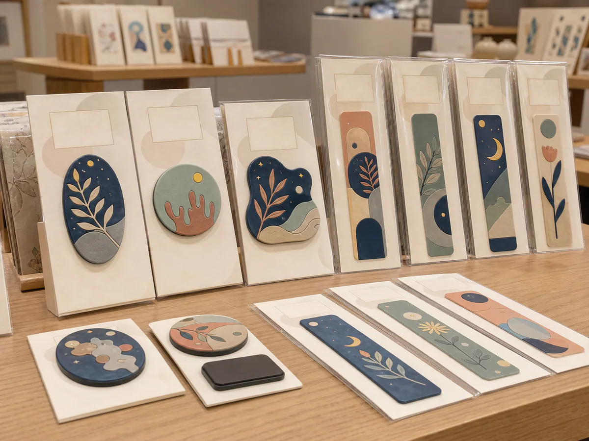 Backing-card PVC magnets and bookmarks for a museum gift shop