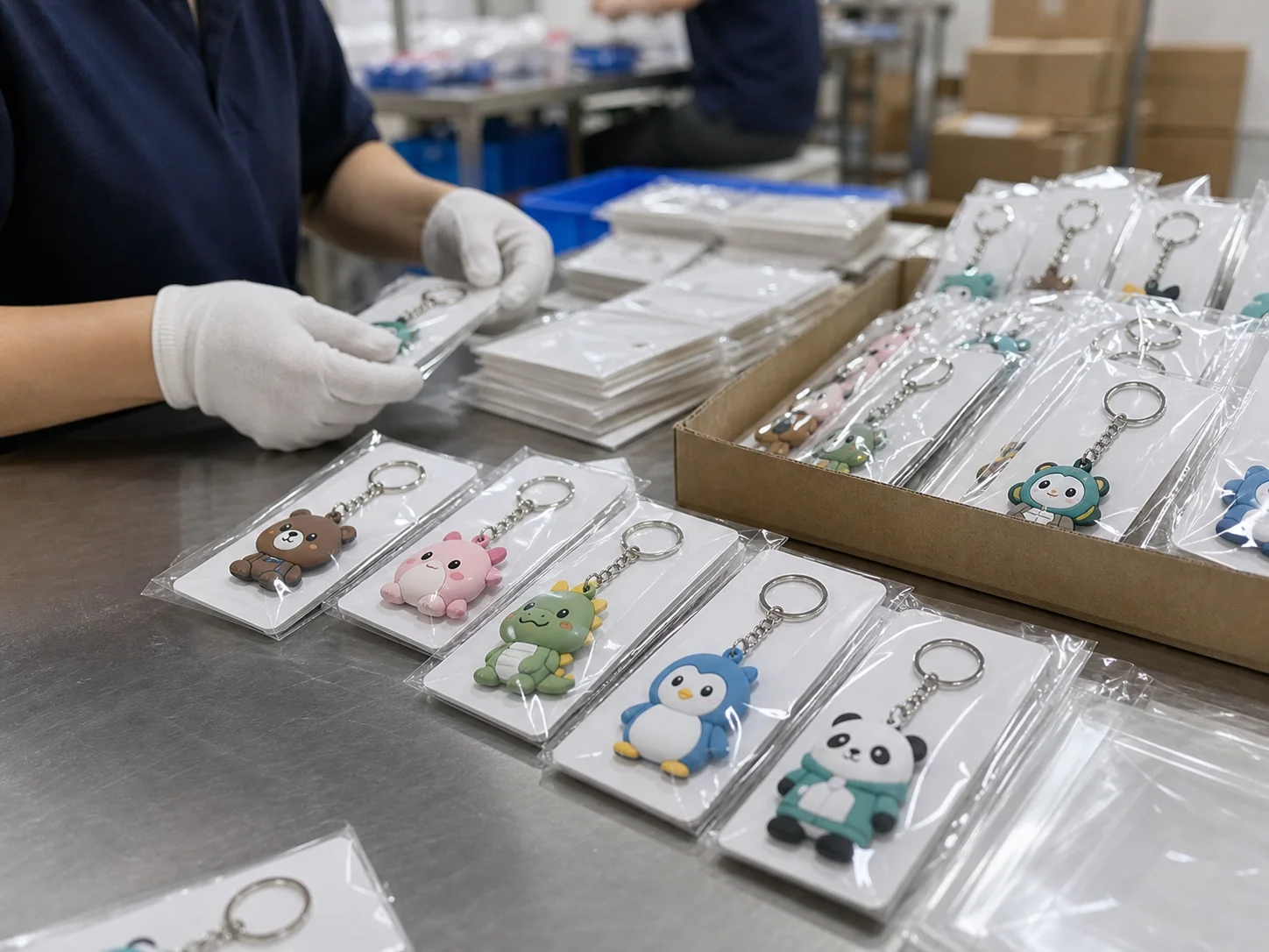 PVCデスクトップフィギュアの個包装と台紙包装イメージ