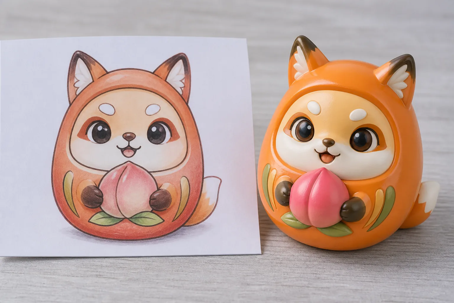 OEM sample photo showing a 2D illustration translated into a soft vinyl figure