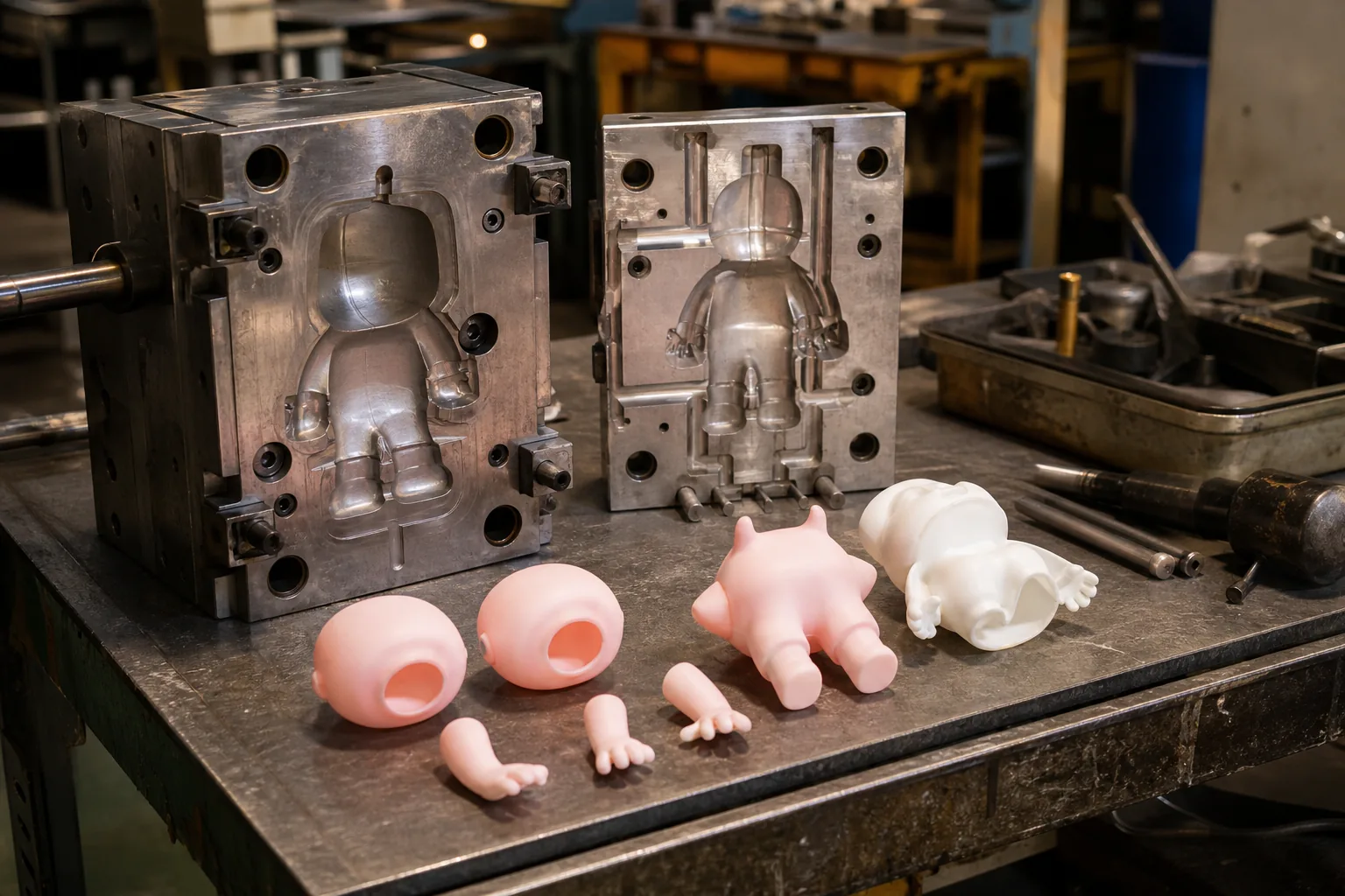 Sofubi figure OEM mold forming and raw PVC vinyl part inspection photo