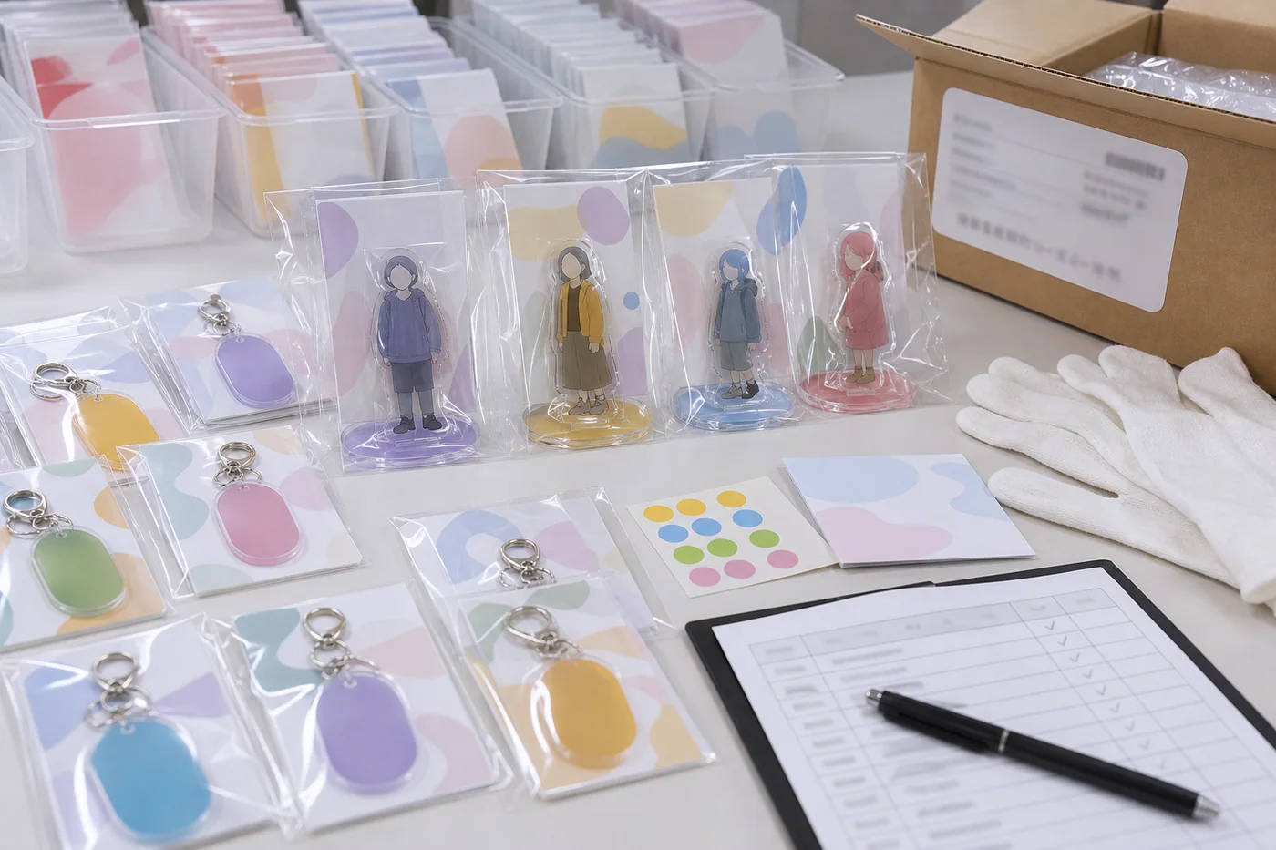 Individual packaging and SKU-based inspection for matte acrylic goods