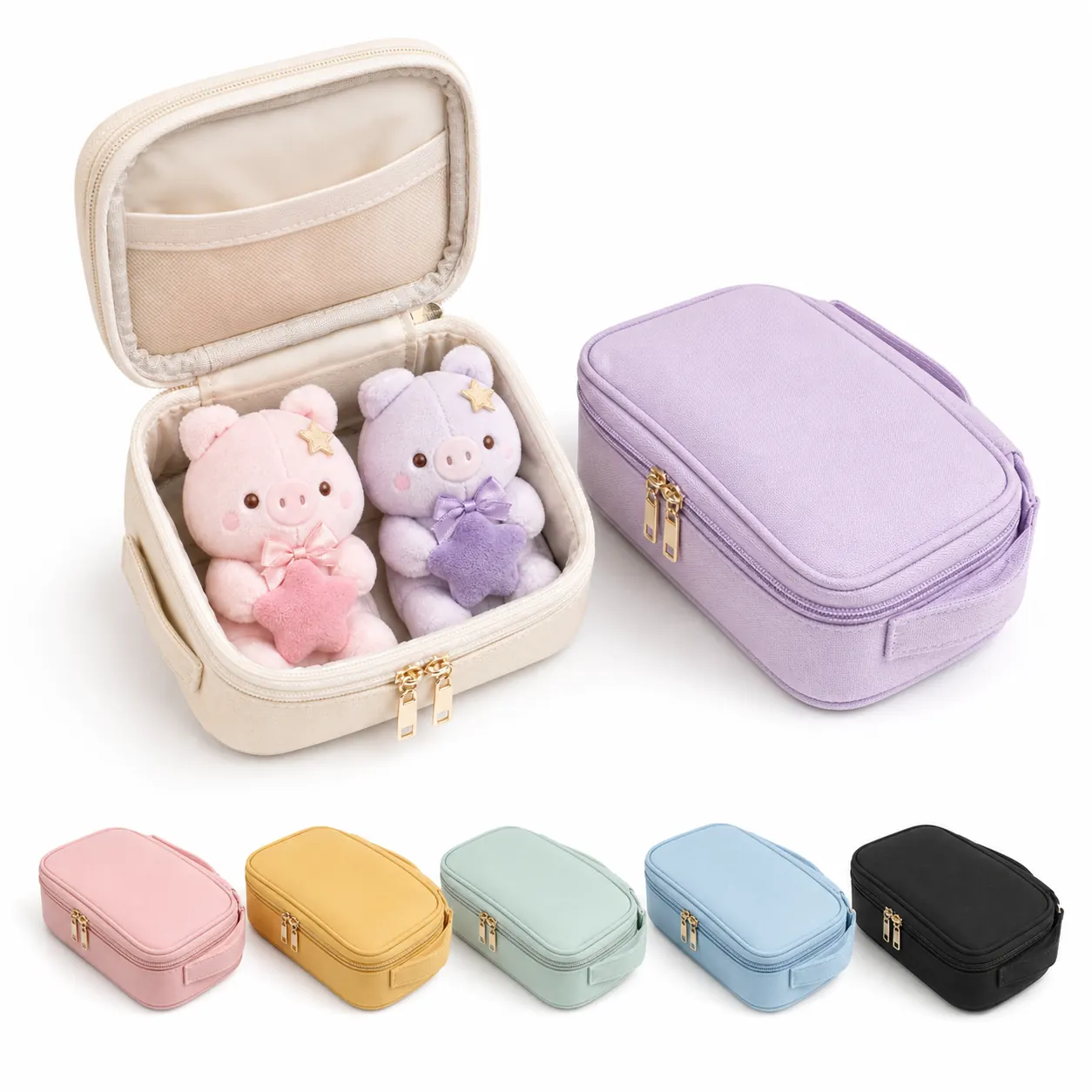 遠征やトラベル向けの布製ぬいぐるみ収納ポーチ