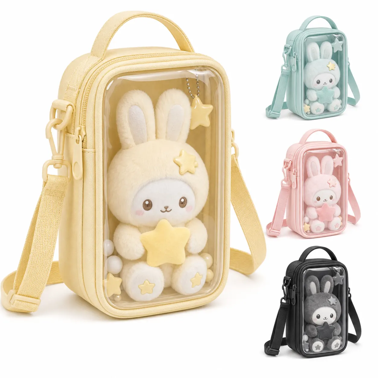 縦型透明窓のぬいぐるみショルダーバッグ