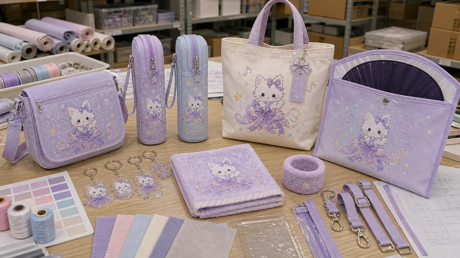Bags and pouches prepared for live event merchandise sales