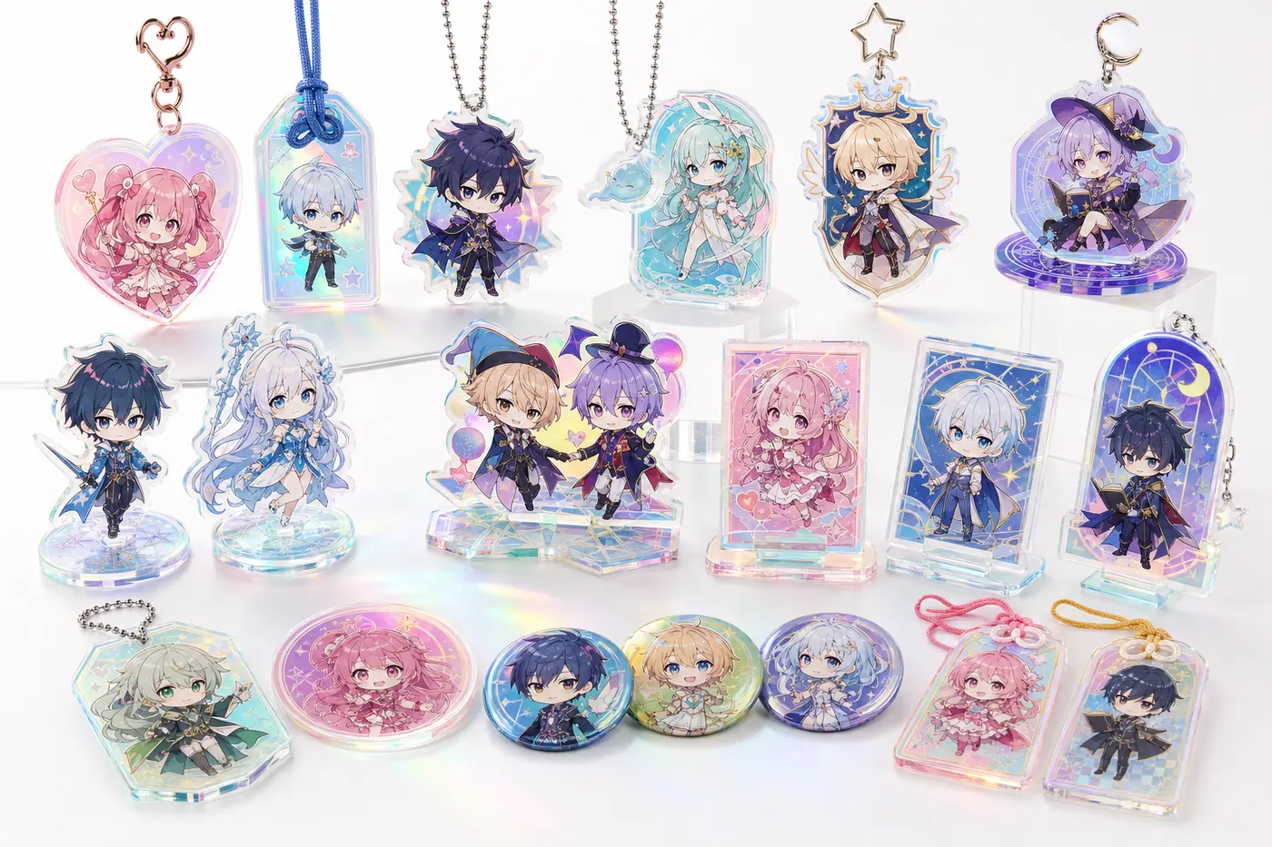 オーロラアクリルグッズ OEM オリジナルアニメIP アクキー アクスタ チャーム対応