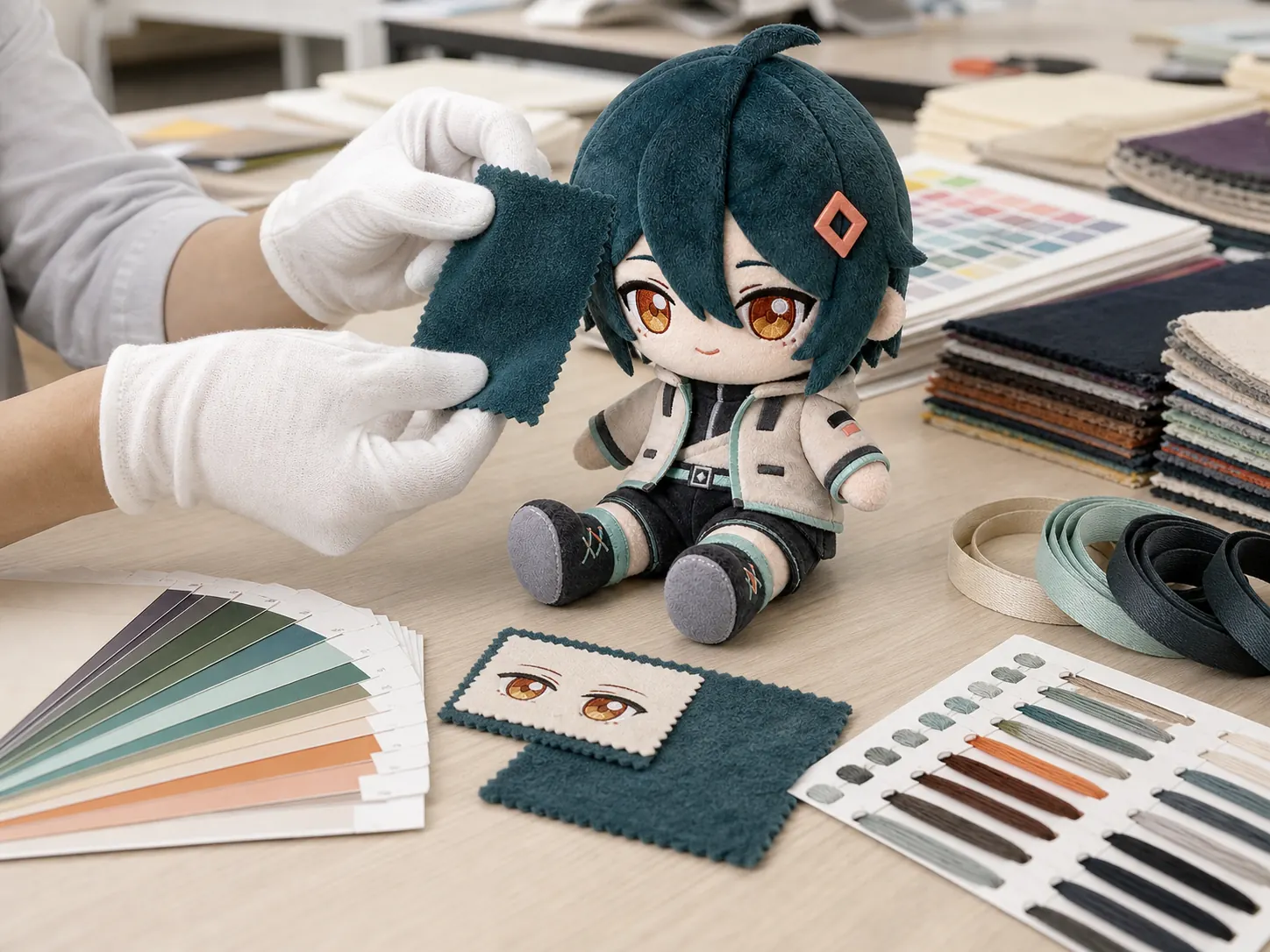 fabric embroidery thread and fan-color approval for custom VTuber plush
