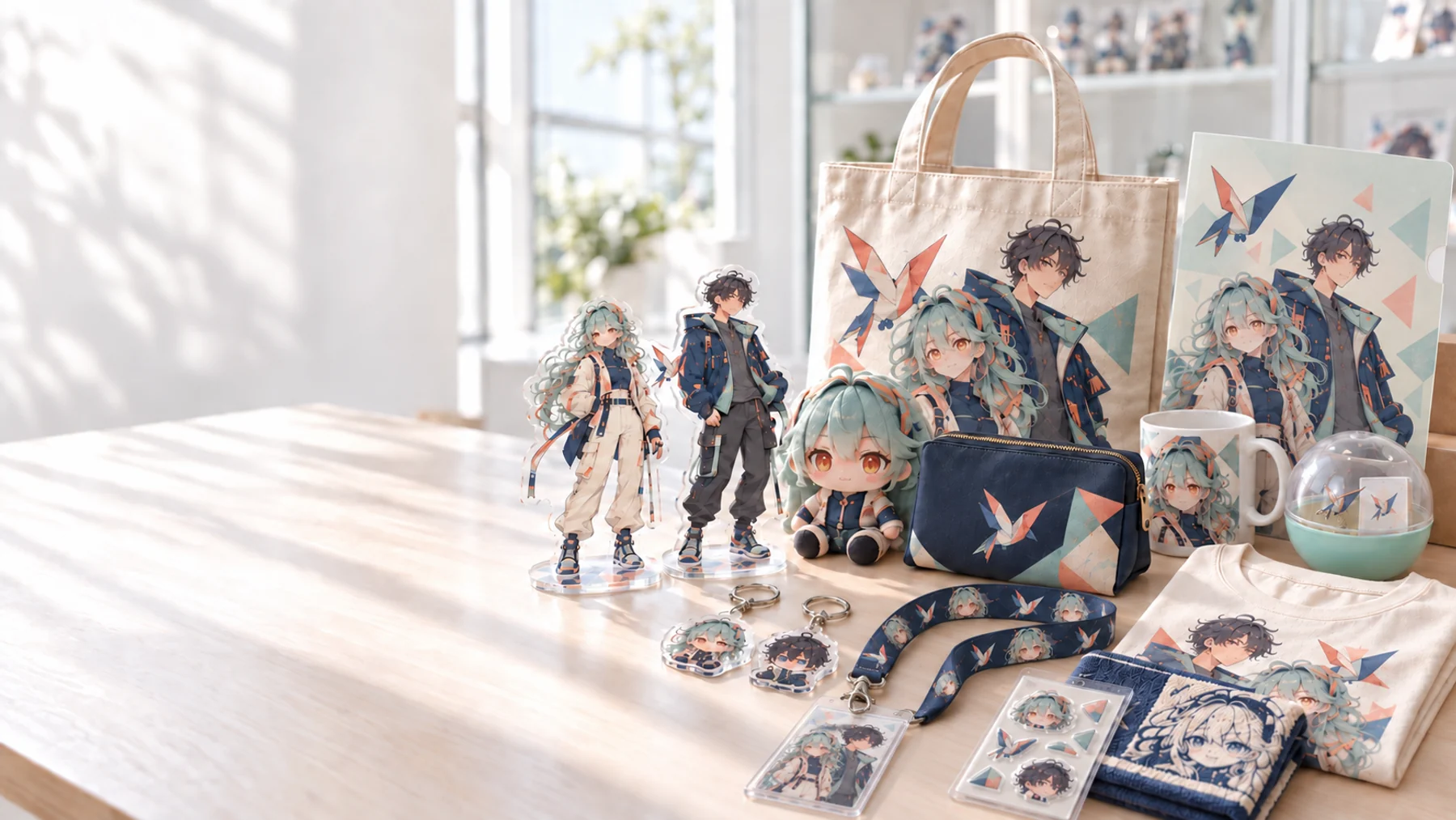 ぬいぐるみ、アクリル、カプセルトイ、掛け紐付きカード、アパレルを展開するキャラクターグッズOEM企画
