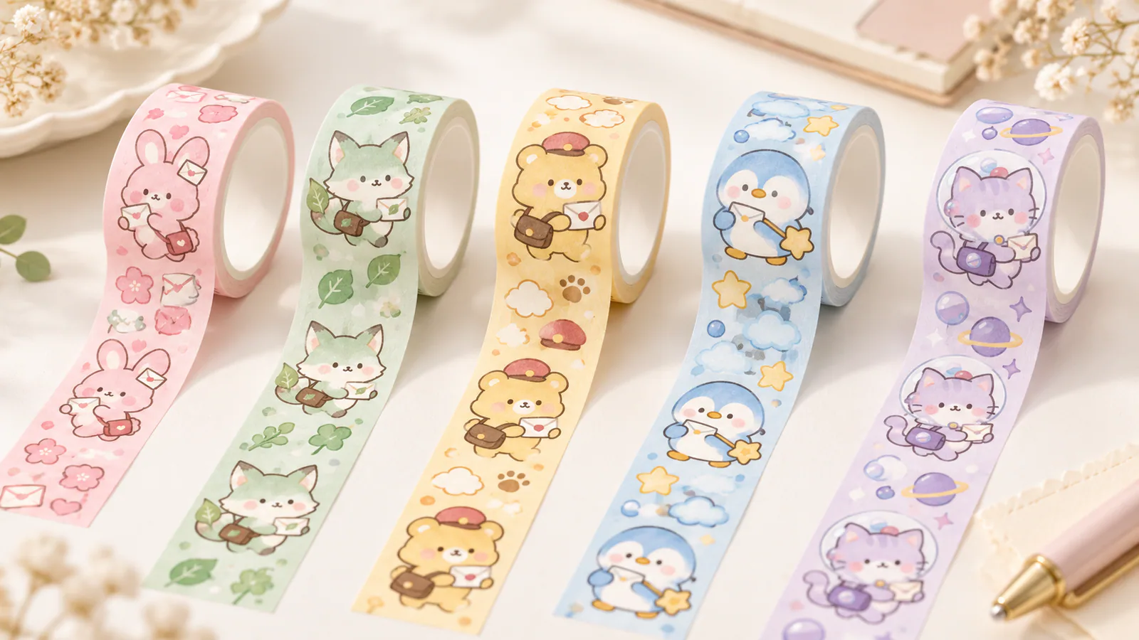 Custom washi tape capsule toy series Five-design washi tape series for capsule toys