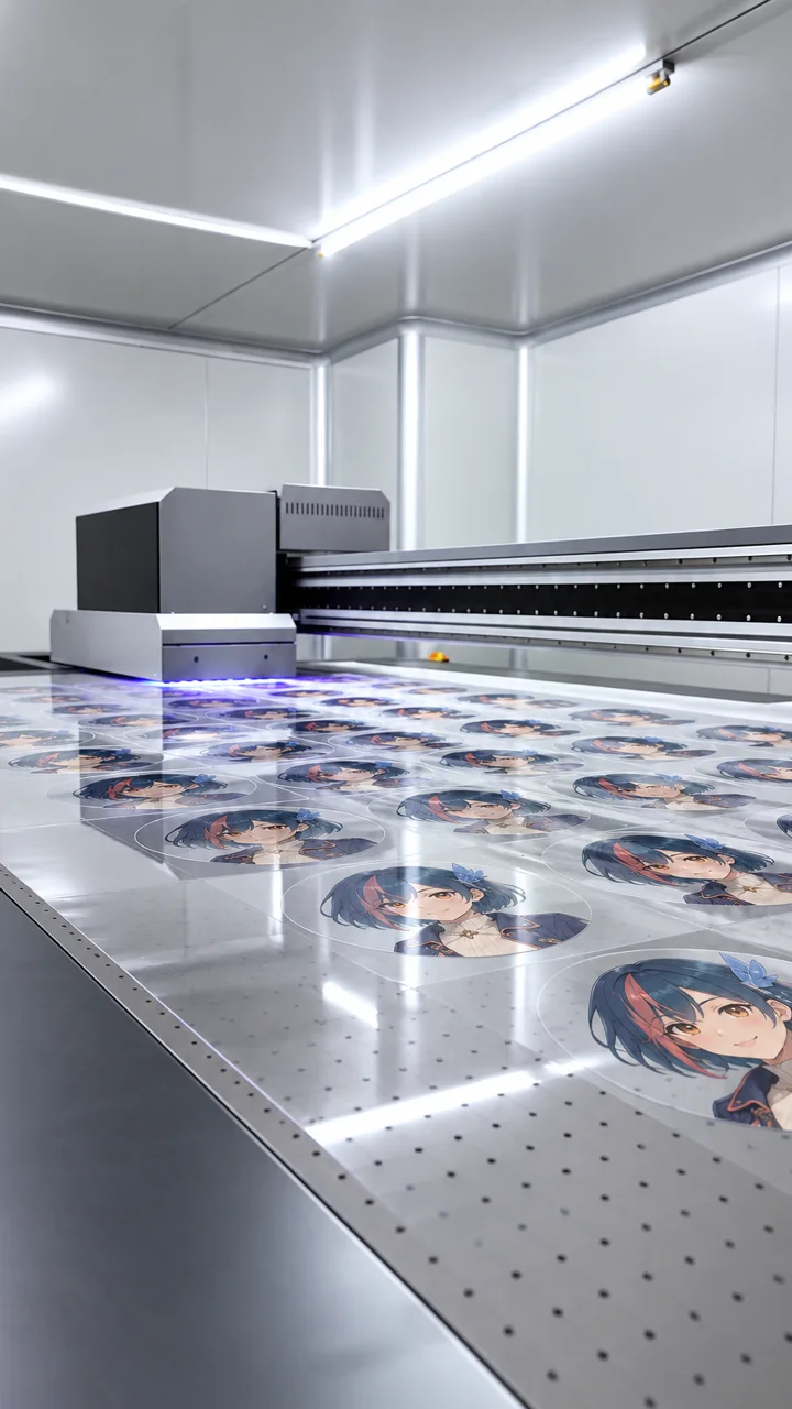 Printing original character artwork for custom button badge production