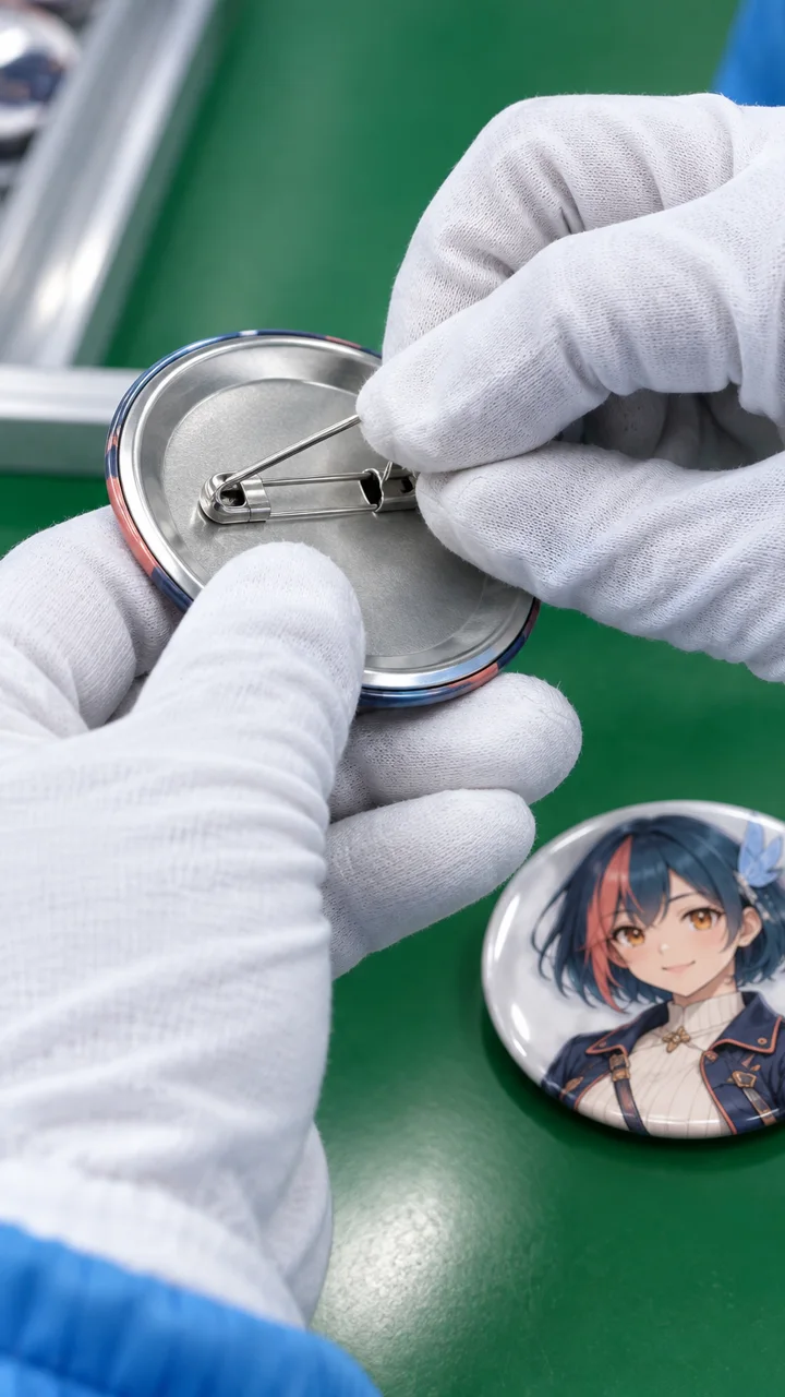 缶バッジ裏面金具の動作確認